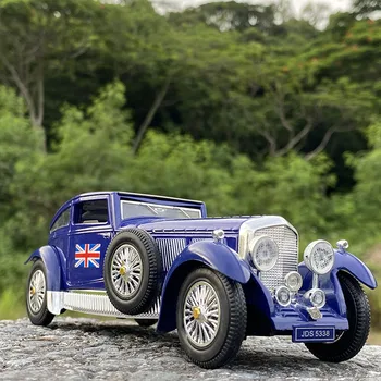 1:28 Bentley-8L 1930 Sakausējuma Klasisks Rotaļu Automašīnas Modelis, Modelis, Skaņu un Gaismas Apdares Paraugu Savākšanas Automašīnas Modelis Bērnu Dāvanu