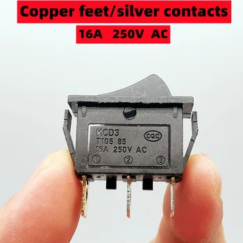 1/5pcs 3-pin šūpuļzirgs slēdzis, KCD3 ON-OFF 2. pārnesumu pozīciju mini kaķa acs ar LED AC 16A 250V vara kājām/sudraba kontakti