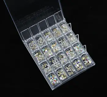 1 Datoru(Vairāk nekā 20 Formas) Nail Art Rhinestones Box, Multi-izmērs DIY polijas Manikīrs, Nagu 3d Kniežu Kristāla Stikla Komplekts(Nagu Pen) #32-35