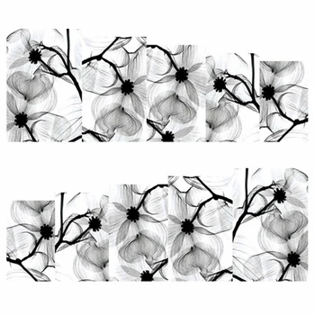 1 Lapa, Tintes Ziedi Modeli Ūdens Decal Elegants Ziedu Nagu Ūdenszīme Uzlīmes, Manikīrs, Nagu Art Pārsūtīt Decal Uzlīmes