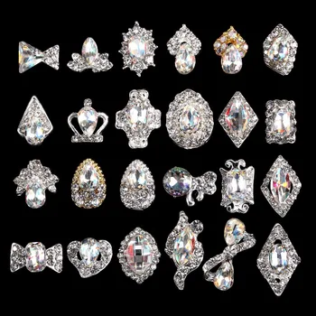 100GAB Crystal Diamond Nagu Piekariņi -3D Sakausējuma Nail Charm Spīguļi, Rhinestone Nagu Gēls Zircon Akmens Manikīra Instruments 3525-3548