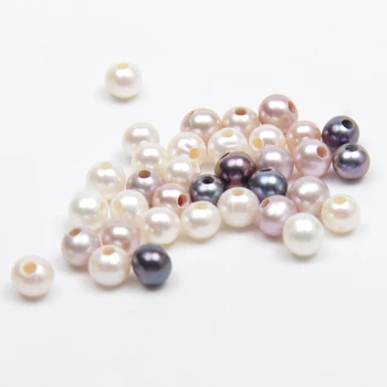 10pcs/daudz dabas īstu pērli kārtā ar 2 mm caurums rotaslietas diy materiāls balto persiku violeta pāvs krāsa