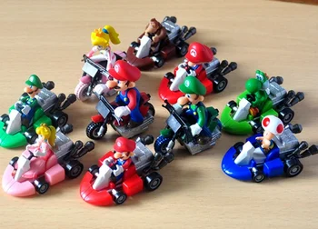 10pcs Mario Anime Karikatūra Sacīkšu spēles rotaļlietas Super Mario Pull Atpakaļ Automašīnām Bros Luigi Bowser Sēņu Lauku rotaļlietas Attēls bērniem Dāvanas