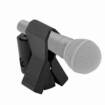 1pc Mikrofons Clip Universālā Pavasara Elastīgs Mikrofons Mic Stand Piederumu Plastmasas Piekarapskava Turētājs Stiprinājums Melns
