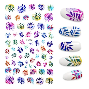 1PC Ziedu Lapu 3D Uzlīmes Nagiem Līmi Pārsūtīt Lapas Dizainu Nail Art Rotājumi Manikīrs Folija Decal Nagu Uzlīmes