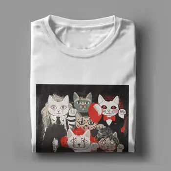 2019 Modes Šausmu Maneki Neko Vintage Banda Halloween Party T-Kreklu apdruka Vīriešu T Krekls ar Īsām Piedurknēm Tee Krekls Uzdrukāts Apģērbi