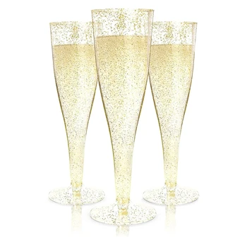 20pcs Zelta Spīguļi, Plastmasas Šampanieša Flautas, Vienreizējās lietošanas Krūzes Toasting Brilles, Kāzu svinības, Piegādes 95AA