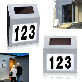 2GAB Mājas Numurs Āra LED Saules Gaismas Durvju Plāksne Mājas Adrese Durvju Skaits Un Vēstules Ūdensizturīgs Doorplate Ēkas Apzīmējumi