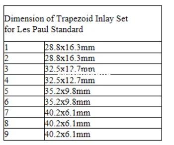 2mm Biezs, Trapecveida Kastīšu Komplekts Perlamutra par Les Paul Standard for 9pcs uz set