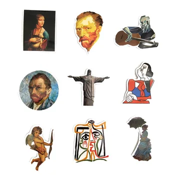 50GAB Slavenā glezna uzlīmes, Van Gogs, Eļļas Glezna Modelis Mona Lisa pasaules šedevru atdzist klēpjdatoru apdare uzlīme