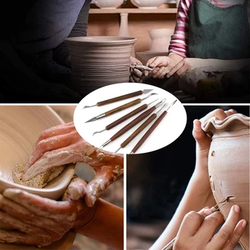 6PCS/Set Keramika Keramikas Rīki Cirsts Polimēra Māla Modelēšanas Rīku, Vaska Grebuma Instrumentu Komplekts Sarkanā Roktura, Tēlniecības Instrumentu Komplekts