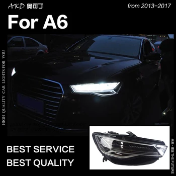 AKD Car Styling par A6 Lukturi 2012-2018 Uzlabot A6L Visi LED priekšējo Lukturu dienas gaitas lukturi Lukturi Singal High Low Beam Piederumi