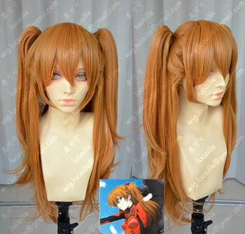 Anime EVA Asuka Langley Soryu Ilgi, Oranžā krāsā Ar 2 Zirgaste Klipus, karstumizturīgs Matu Cosplay Kostīmu Parūka + Galvassega Haripin