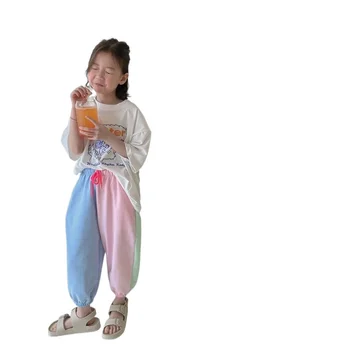 Apšūta Meiteņu Bikses Ir 2021. Jauns Bērnu Vasaras Drēbes, Bērnu Kokvilnas Bikses Plānas Toddler Bērnu Bikses potītes garuma,#6182
