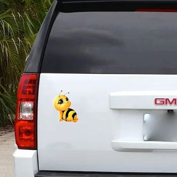 Auto Creative Smieklīgi Karikatūra Decal Smaidu Bišu Auto Lielas Acis Uzlīme ar bišu uzlīme PET Auto Decal Smieklīgi Apdare