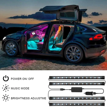Auto Dekorēšana Gaismas Interjera Atmosfēru Gaismas RGB LED Strip Gaismas Ar Phone Bezvadu Tālvadības Mūzikas Vadības Vairākiem transporta Veidiem