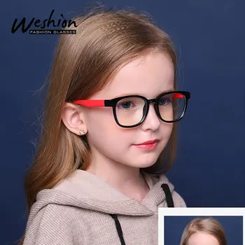 Bērniem Anti-zila Gaisma Brilles Laukumā Datoru Elastīgu Koriģējošas Brilles Optisko objektīvu ar UV Anti Glare Filtrs 3-10 Gadiem