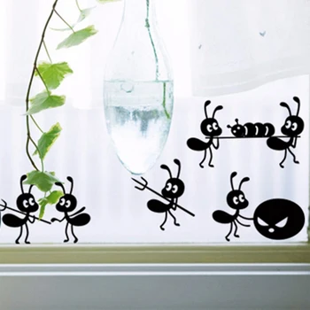 Creative Black Ants Pārvietot Sienas Uzlīmes, Art Dizains, Uzlīmes, Bērnu Istabu, Mājas Dekoru, Sienas Stikla pakešu Logi Mākslas Uzlīmes Uzlīmes