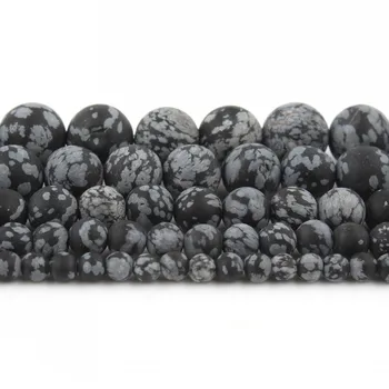 Dabas Matēts krellītēm 4 6 8 10 12 mm Sniegpārslas Obsidian Jaspers Kārtas Zaudēt Distances Krelles Rotaslietas DIY Pieņemšanas Aproce 15
