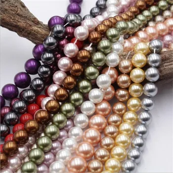 Daudzkrāsains Shell Pērļu Krelles Dabisko Apaļo Zaudēt Distances Atrast Pērles Par Rotaslietu izgatavošana Diy Kaklarota, Aproce 15