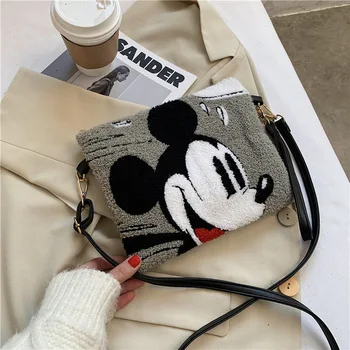 Disney Mickey Mouse Dāmas Viens-plecu Messenger Bag Modes Gadījuma Rāvējslēdzēju Multi-function Lielas ietilpības Pu Roku Kosmētikas Soma