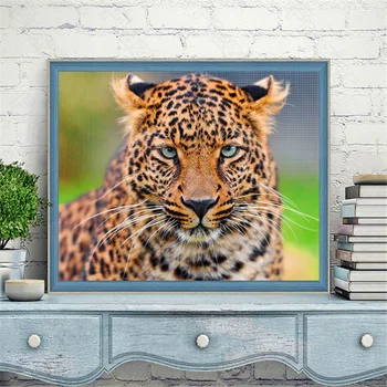 Diy Dimanta Krāsošana Leopard Gadījuma Dzīvnieku Kvadrātveida Dimanta Apaļā Dimanta Apdare Pielāgojamas Sienas Mākslas Apdare Bezrāmju