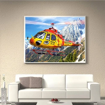 DIY Krāsošana Ar Numuriem Helikopteru Komplekts Krāsošana Ar Numuriem Scenic Sienas Mākslas Akrila, Kanvas Gleznas, Mājas Apdare Dāvanu