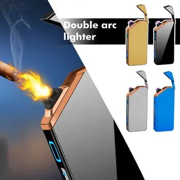 Dual LOKA piepīpētāja Pretvēja Flameless Elektriskā USB Rechargable Plazmas Vieglāks Par Smēķēšanu Ar LED Power Displejs