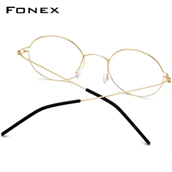 FONEX Bezskrūvju Briļļu Recepšu Brilles Rāmis Sieviešu Kārtas Tuvredzība Optisko Dānija korejas Brilles Rāmis Vīriešu Titāna 98607