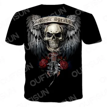Galvaskausa Drukāšanas Vīriešu T-krekls Punk Rock Drēbes Skelets Vintage Unisex t-veida Topi Vasaras Gadījuma O-veida Kakla Lielajam Cilvēks, T krekls XXS-6XL