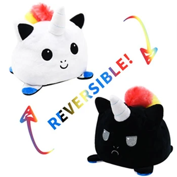 Gatos Reversibles abpusējas Kaķis Plīša Rotaļlietas Noskaņojumu Kaķis Emocijas Kaķis Gato Doll Double-Sided Flip Lelle Peluches Par Pulpos Mazulis Dāvanu