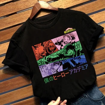 Harajuku Krekls Anime Mana Boku Nav Varonis Augstskolu Katsuki Bakugou O-veida kakla T-krekls Gadījuma Smieklīgi Vīriešu un Sieviešu Krekls