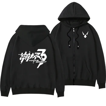Honkai Ietekme 3 3 rāvējslēdzēju pelēkā vārna black print Jaka VALKYRJA cosplay kostīmu kapuci mētelis anime tops
