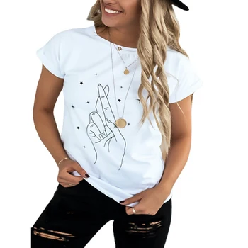 Ikdienas Īsās Piedurknes Smieklīgi Izdrukāt Sieviešu T Krekls Vasaras Plus Lieluma Galotnēm Grafiskais Bāzes Tshirts Sieviešu Camisetas Mujer Apģērbu Tees