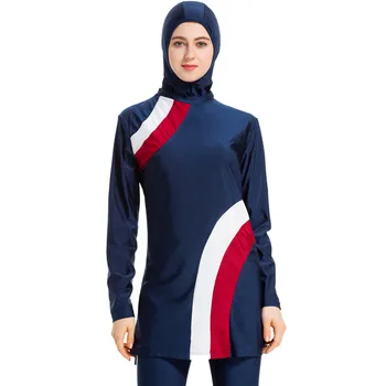 Ir 2021. garām Piedurknēm Musulmaņu Peldkostīmi Sauļošanās Burkini Uzvalks Raibs Islāma Peldkostīmu Sieviešu Modes Hijab Peldēt Valkāt Hasema
