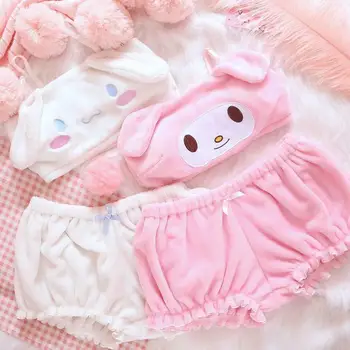 Ir 2021. Vasaras Cute Bunny Pajama Komplekti Sieviete Mīksta Samta Pidžamas Meitenēm Gudrs Sieviešu Apakšveļas Pj Topi+Šorti Sleepwear Naktsveļu