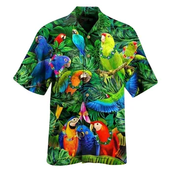 Ir 2021. Vīriešu Krekli Vīriešu Havaju Camicias Gadījuma Savvaļas Krekli Iespiesti Īstermiņa piedurknēm Blūzes Topi Chemise Homme Camisas De Hombre