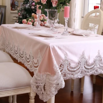 Jauno skaistuma mežģīnes Vieta, galdauti, galdautu mat pārsegs Eiropā rozā & balts pusdienu galda paklājiņš kāzu romantiska Dec FG791