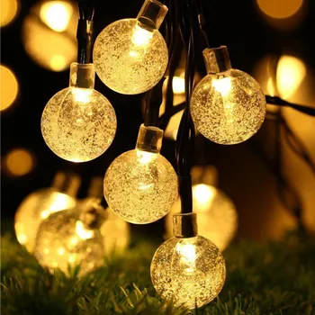 Jaunu 20/50 LED Kristāla bumbu 5M/10M Saules Lampas Jaudas LED String Pasaku Gaismas Saules Vītnes Dārza Ziemassvētku Dekori Āra