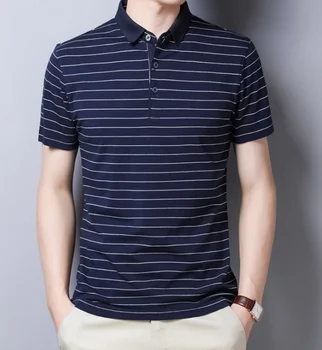 Jaunu Atloks ar Īsām Piedurknēm Vīriešu pusmūža Vīriešu Kokvilnas Svītrains Polo Krekls, T-krekls Modelis 6171