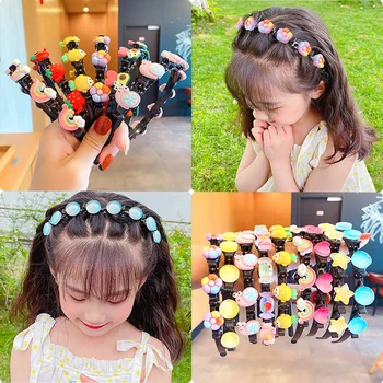 Jaunu Cute Ziedu Bangs Fiksētu Pītā Hairbands Klipus Meitenēm Bērniem Saldu Ziedu Matu Rotājumu Galvu Modes Matu Aksesuāri