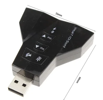 Karstā Pārdošanas 3D Ārējo USB Skaņas Karti 7.1 Kanālu Dubultā Austiņas ar MIKROFONU Audio Adapteri Windows Vista/XP/7/8 Linux