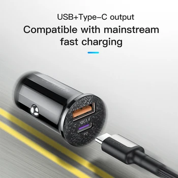 KUULAA Mini USB Auto Lādētājs Ātri Uzlādēt 4.0 PD 3.0 36W Ātrās Uzlādes Lādētājs iPhone, Huawei Xiaomi Mi C Tipa Mobilais Tālrunis