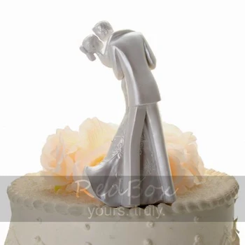 Kūka topper Elegants Sintētisko Sveķu Līgava&Līgavainis Kūka Topper Kāzu Dekorēšana Statuetes Casamento Mariage wed dekoru kūka topper
