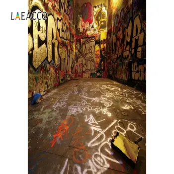 Laeacco Grafiti Krāsu Grunge Modelis Aleja Pagājušo Dzimšanas Dienas Svinības Baby Bērnu Portreta Foto Fona Fotogrāfija Backdrops