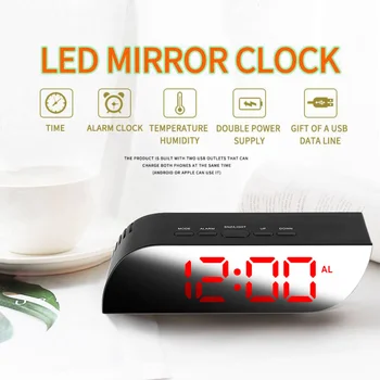 LED Modinātājs Digitālo Spoguli Pulksteņa Nakts Gaismas Akumulatora ekspluatācijas Temperatūra Snaudas Funkciju Galda Pulksteņi Galda Pulkstenis Mājas Dekoru L1