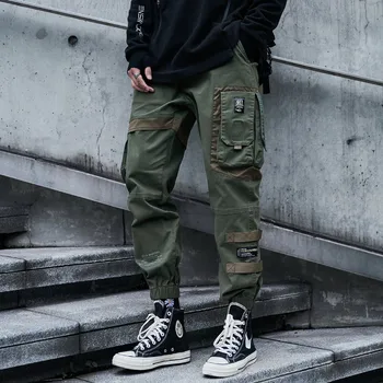 Lentes Funkciju Vīriešiem Kravas Bikses Streetwear Hip Hop Gadījuma Kabatas Kokvilnas Treniņbikses Vīriešiem Harajuku Fashion Bikses