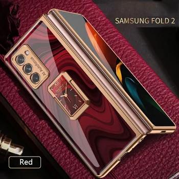 Luksusa Telefonu Gadījumā Samsung Reizes Turētājs Stāvēt Samsung Galaxy Z 2 Reizes Pilnīgu Aizsardzību Pret izkrišanu un anti-vibrācijas Vāciņu