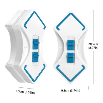 Magnētiskā Stikla Tīrītājs Regulējams Double Sided Tīrīšanas Līdzeklis ar Drošības Trosi, Iekštelpu Āra 21cm 3-30mm Stikla Loga Tīrītājs