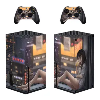 Meitene Stila Xbox Sērijas X Ādas kategorijas Uzlīme uz Konsoles & 2 Kontrolieri Vinila Decal Aizsardzības Ādas 1. Stils